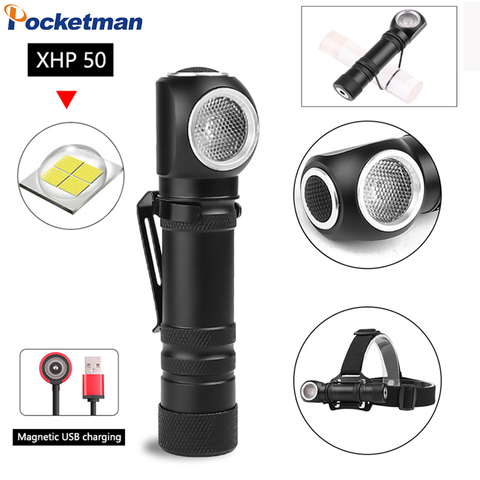 New XHP50 Multi-function Pen Clip White Work Light Flashlight can as headlamp Front Torch with Built-in Battery with head band ► Photo 1/6