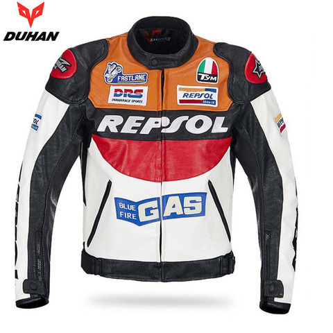 DUHAN Moto GP motorcycle REPSOL Racing Leather Jacket VS02 orange blue M L XL XXL 3XL good pu leahter made high quality top serv ► Photo 1/6