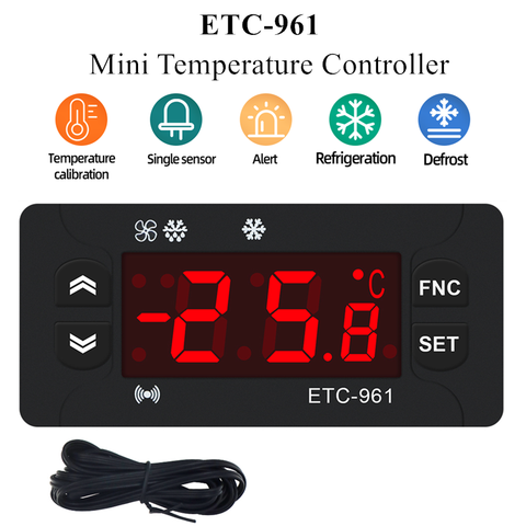 ETC-961 Mini Temperature Controller Microcomputer thermostats Digital Thermostat Refrigeration Alarm 220V NTC sensor 40% off ► Photo 1/6
