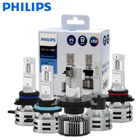 2PCS Philips Ultinon Essential G2 LED H1 H4 H7 H8 H11 H16 HB3 HB4 H1R2 9003 9005 9006 9012 6500K Car Headlight Fog Lamps ► Photo 1/6