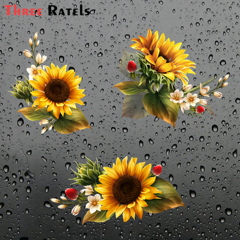 Three Ratels FC34 3D  Waterproof Sunflower Car Sticker Vinyl PVC Decal for House Room Wall Window Door Refrigerator Kitchen ► Photo 1/6