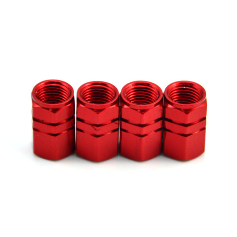 4Pcs Aluminium red car tyres valve stems air dust cover screw cap accessorie ZJP