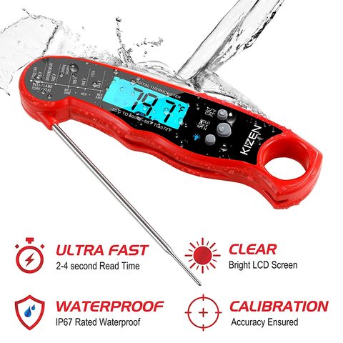 Meat Food Thermometer Digital Instant Read Waterproof Kitchen Cooking Beef Quick Read Thermometer with Foldable Probe for BBQ ► Photo 1/6