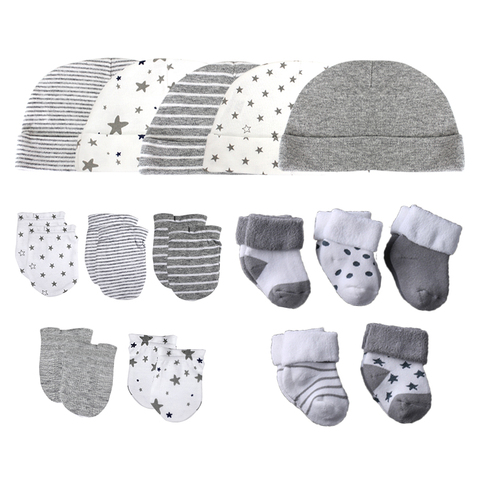 Newborn Hat+Gloves+Socks Set For Baby Boy&Girl Cotton Fall Casual Photography Props Soft Headwear Infant Nightcap Winter Fashion ► Photo 1/6