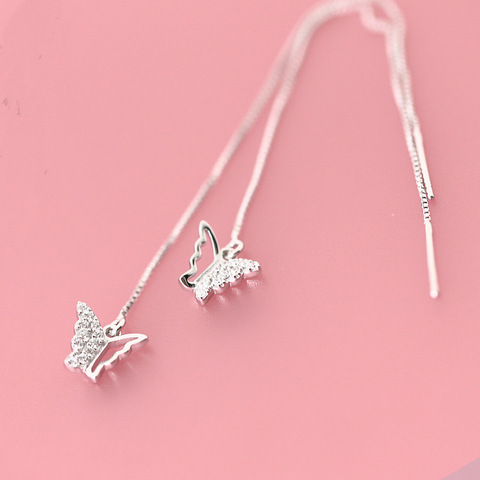 Hot Sale Long butterfly 925 Sterling Silver Earrings For Women Fashion Jewelry sterling-silver-jewelry pendientes ► Photo 1/6