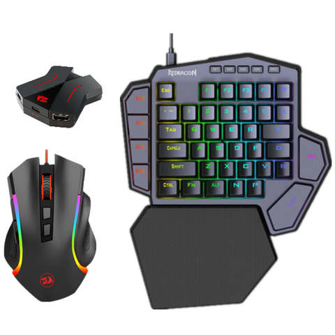 Redragon K585 One-handed RGB Gaming Keyboard and M607RGB Mouse Combo with GA200 Converter for Xbox One, PS4, Switch, PS3 and PC ► Photo 1/6