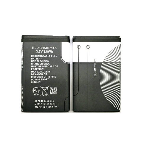 2 X 2022 New 1500mAh BL-5C battery For Nokia 1100 1200 2300 2310 1650 2600 2610 3100 3120 3650 5130 6600 6030 6630 6263 ► Photo 1/3