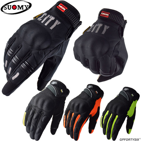 Suomy City Gloves Touch Screen Waterproof Motorcycle Gloves Racing Motocross/Motorbike Gloves Riders Black Motoqueiro Guantes # ► Photo 1/6