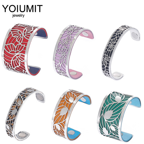 Cremo DIY Fashion Love Cuff Bracelets For Women Stainless Steel Bracelet Manchette Interchangeable Leather Jonc Argent Pulseiras ► Photo 1/6