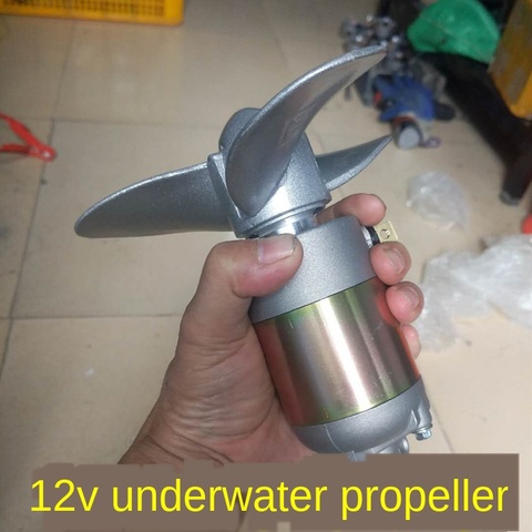 DIY Electric Boat Nest Lath Outboard Motor Propeller Paddle Machine Rubber Boat 12V Underwater Motor Propeller ► Photo 1/5