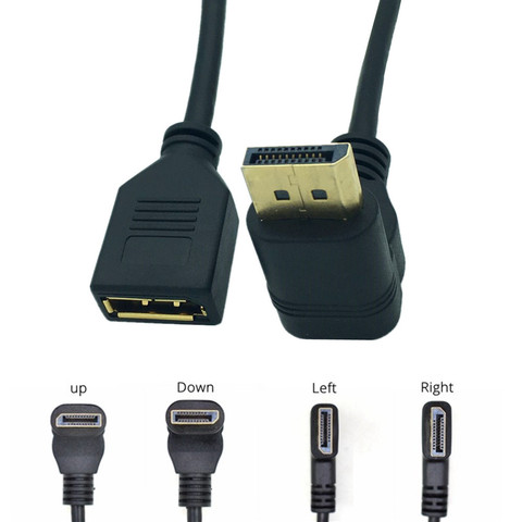 DP Extension Cable, DisplayPort Male to Female Right Angle 90 Degree Extension Cable, 0.3m, Black ► Photo 1/6