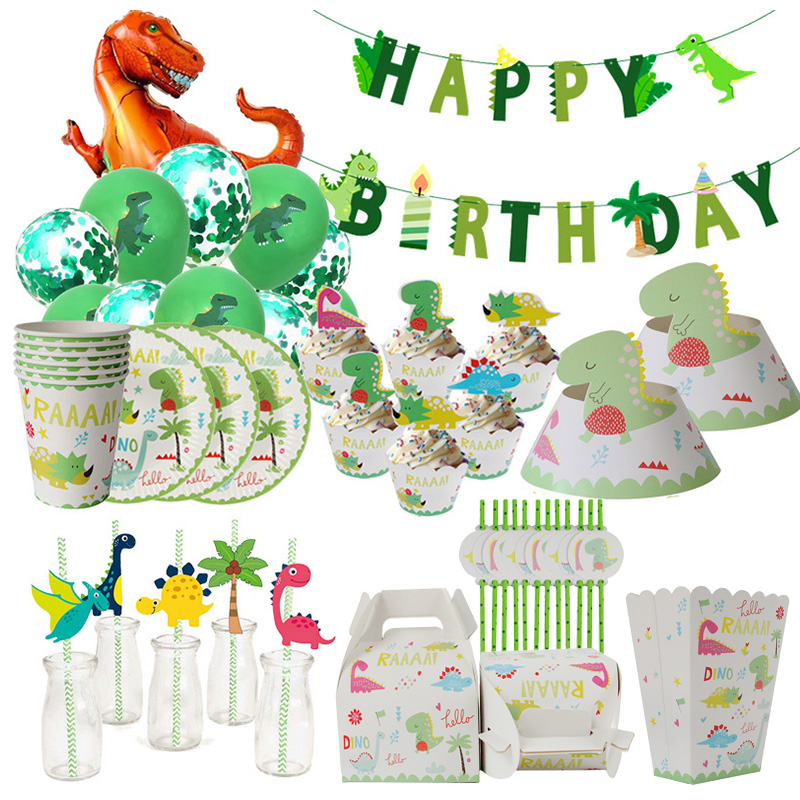 Dinosaur Theme Straws Birthday Party Decoration Biodegradable Paper Straw Tube 