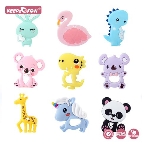 Keep&Grow 1Pcs Animal Silicone Teethers BPA Free Chewable Baby Toys Koala Panda Mordedor Bebe DIY Teething Necklace Accessories ► Photo 1/6