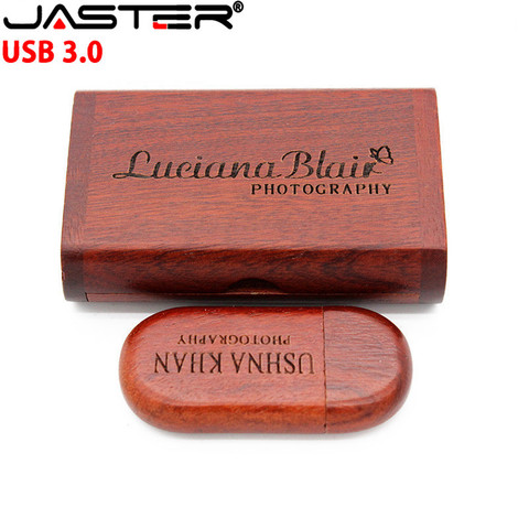 JASTER USB 3.0 LOGO customized wooden usb + Box Personal LOGO pen drive 8GB 16GB 32GB 64GB usb Flash Drive pendrive Memory stick ► Photo 1/6