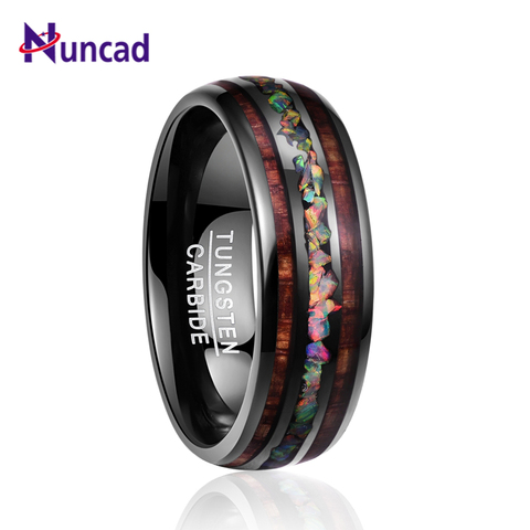 NUNCAD Men's Women's Ring Tungsten Carbide Ring Opal Hawaii Koa Wood Komaru Width 8mm Color Rainbow Tungsten Steel Ring hot  sel ► Photo 1/6