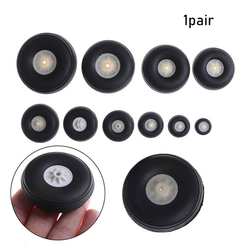 1Pair Kids Plane Toy Parts Black Tail Wheel Rubber PU Plastic Hub 1