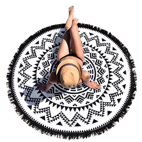 150cm Round Mandala Tapestry Wall Hanging Sandy Beach Throw Rug Blanket Travel MattresTassel Beach Mat Picnic Camping Mat ► Photo 1/1