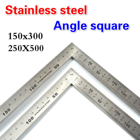 Angel 150 x 300mm 250 x 500mm Thicker 2mm Stainless Steel 90 Degree Right Angle Ruler for Woodworking / Office Measuring Tools ► Photo 1/5