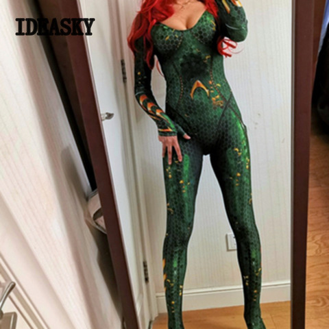 Halloween Carnival Movie mera cosplay aquaman and mera costume superhero women wig Zentai Bodysuit Suit Jumpsuits for adult ► Photo 1/6