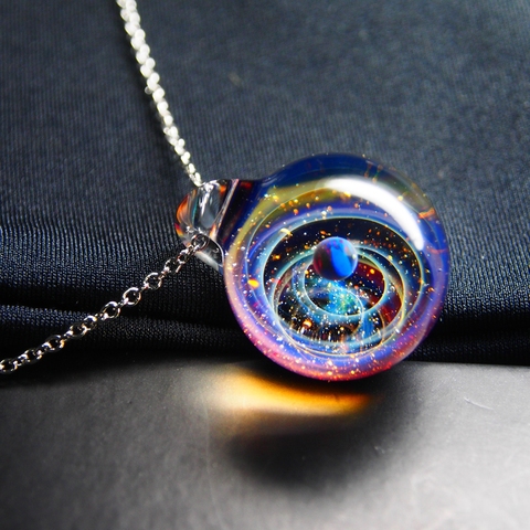 QG Glass  Luxury Personalized Galaxy Pendant Nebula Glazed Cosmic Creative Glass Necklace Rope Love Lucky gift ► Photo 1/6