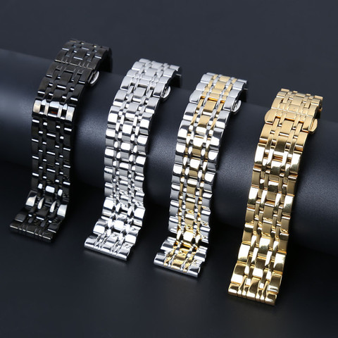 Solid Metal Watchabnds Bracelet Silver Black Rose Gold Men Women 316l Stainles Steel Watch Band Strap 14mm 16mm 18mm 20mm 22mm ► Photo 1/6