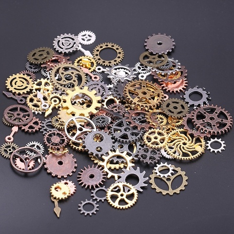 100g/lot Mix Styles Vintage Mechanical Cogs Gears Metal Steam Punk Steampunk Gears DIY Pendant Jewelry Craft Making Accessories ► Photo 1/5