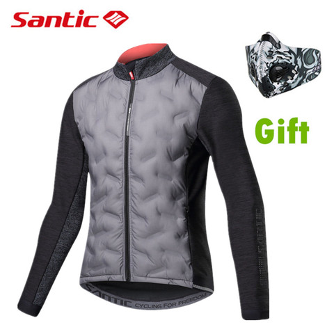 Santic New Winter Keep Warm Cycling Jackets Long-Sleeved Windproof Thermal Fleece Jersey Men Light Clothing Bike Sports Outwear ► Photo 1/6