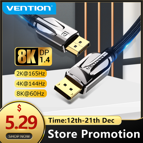 Vention DisplayPort 1.4 Cable 8K@60Hz High Speed 32.4Gbps Display Port Cable for Video PC Laptop DP 1.4 Display Port 1.2 Cable ► Photo 1/6