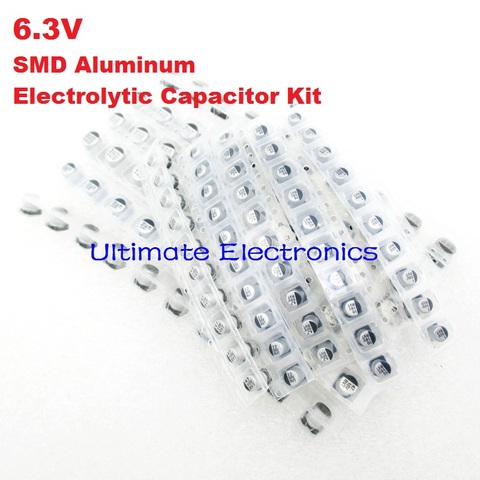 140Pcs/Lot 9values 22uF-1500uF 6.3V SMD Aluminum Electrolytic Capacitor Assorted Kit Set Samples Kit ► Photo 1/2