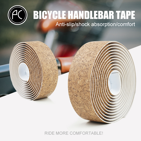 PCycling Bicycle Handlebar Tape Wood Grain Tape MTB Road Bike Cork Handlebar Belt Cycling Handle Tape Anti-slip Belt Wrap +2 Bar ► Photo 1/6