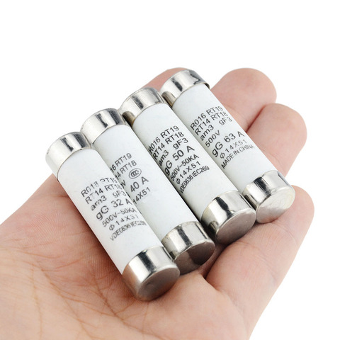 5PCS Long Cover 14X51 Ceramic Fuse 32A 40A 50A 63A Fusible Enlace For RT18 R016 14*51 Fuse Core ► Photo 1/6