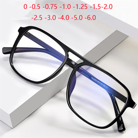 Square Finished Myopia Glasses Anti-blue light Big Frame Double Beam Myopes Lunettes Diopter 0 -0.5 -0.75 -1.0 -2.0 -2.5 T -6.0 ► Photo 1/6