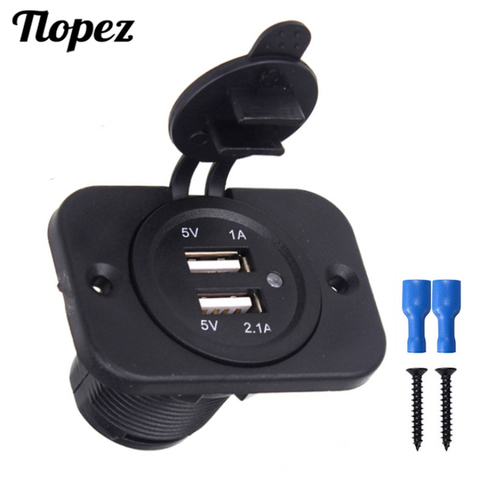 Dual USB Charger Socket Panel  Waterproof 3.1A 4.2A Power Outlet Adapter with LED Light 12-24V for Car Boat Marine Mobile ► Photo 1/6