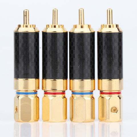 4Pieces OEM High Quality Gold Plated Carbon Fiber RCA Plug Connector Screw Locking RCA Audio Plug ► Photo 1/6