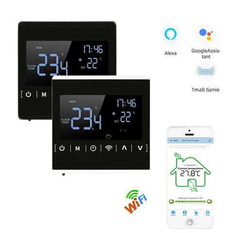 85-250V ship form Russia 110v 220v Touch Screen Black Back Light Programmable Thermostat Warm Floor Temperature Controller WIFI ► Photo 1/6