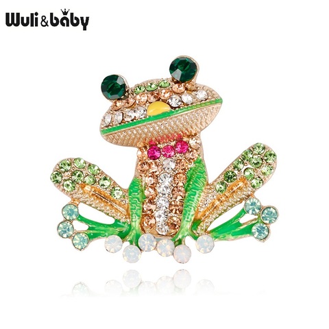 Wuli&baby Lovely Rhinestone Frog Brooches Women Unisex Animal Party Casual Brooch Pins Jewelry Gifts ► Photo 1/4