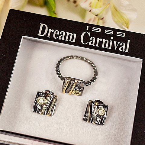 DreamCarnival1989 New Arrive Geometric Square Ring + Earrings Set For Women Zircon Hot Pick Dating Party Girls Jewelry WE3961S2 ► Photo 1/6