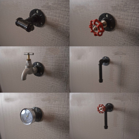 Xipeiyi Iron Personality Wooden Door Handle Cupboard Wardrobe Handles And Pulls Retro Water Pipe Knobs Creativity Handle ► Photo 1/1