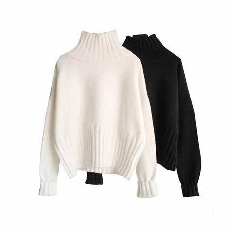 Women Pullover High Elasticity Knitted Ribbed Slim Jumper Autumn Winter Basic Female Sweater truien dames Turtleneck Sweater ► Photo 1/6