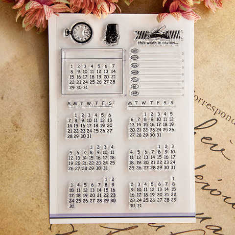 JIANWU Vintage digital calendar list clear stamps transparent silicone seal scrapbook DIY student office creative daily supplies ► Photo 1/4