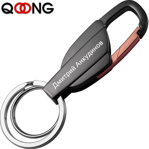 QOONG Custom Lettering Men Metal Car Key Chain Key Ring Waist Hanged Key Holder Fashion Women Keychains with Two Rings Y10 ► Photo 1/6