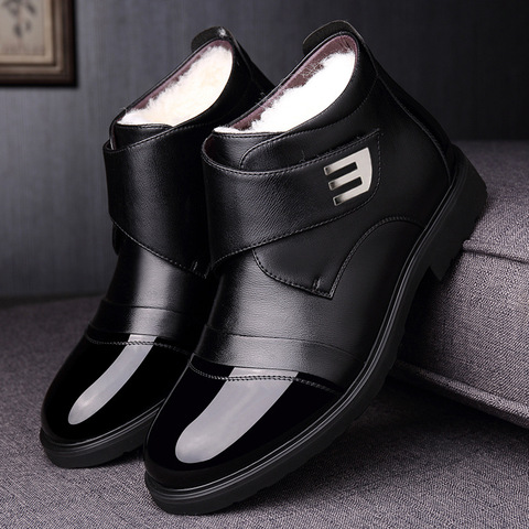 Cold Winter Boots Men Genuine Leather Shoes 2022 Winter Mens Ankle Boots Warm Plush Cotton Shoes Male Footwear KA2846 ► Photo 1/6