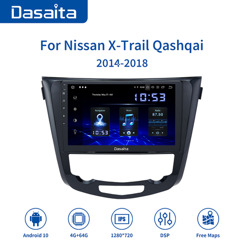 Dasaita Android 10.0 Car Multimedia for Nissan X-Trail T32 Qashqai j11 j10 GPS 2014 2015 2016 2017 2022 Radio DSP Bluetooth ► Photo 1/6