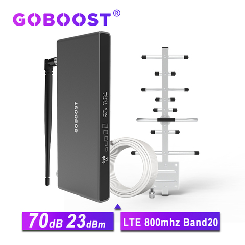 GOBOOST 70dB LTE 4G 800 mhz signal booster mobile network cellular amplifier 4G internet communication repeater band 20 antenna ► Photo 1/6