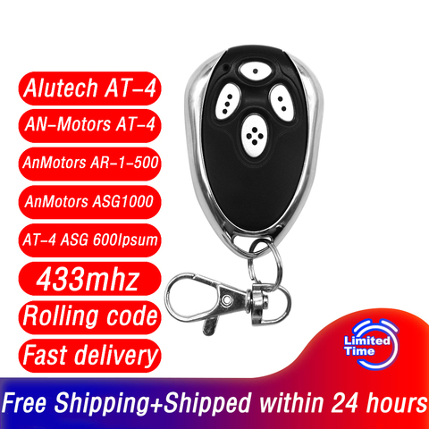 Alutech AT-4 AR-1-500 ASG 600 AN-Motors AT-4 ASG1000 remote control 433MHz rolling code 4 button garage door gate remote control ► Photo 1/6