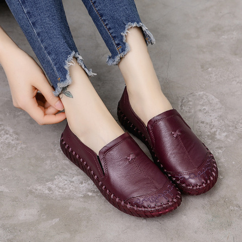 2022 Fashion Women Shoes Genuine Leather Loafers Women Casual Shoes Soft Comfortable Shoes Women Flats ► Photo 1/6