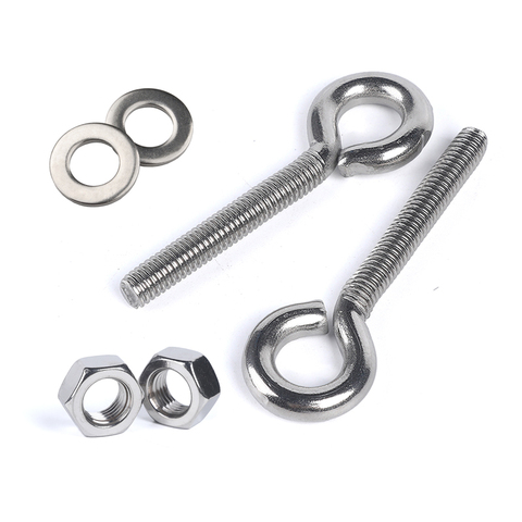 2pcs M4 M5 M6 M8 304 Stainless Steel Sheep Eye screw Bolt Ring Hook with 2pcs nuts washers ► Photo 1/5