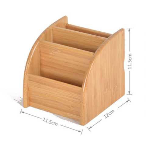 3 Grid Bamboo Remote Control Storage Box Stationery Remote Control Headphone Cable Cell Phone Desktop Storage Box Organizer ► Photo 1/4