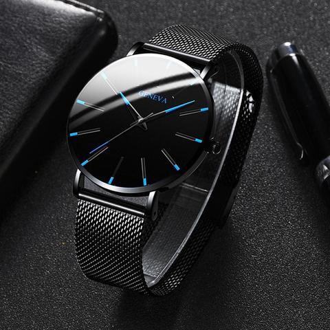 Minimalist Men's Fashion Ultra Thin Watches Simple Men Business Mesh Belt Quartz Watch Male Wristwatches Clock Relogio Masculino ► Photo 1/6