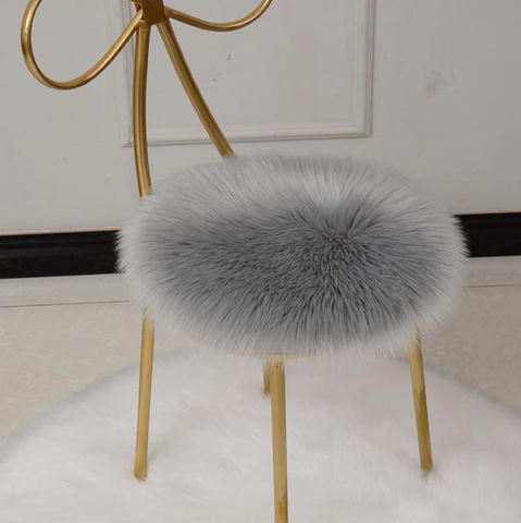 Creative Soft Faux Fur Pillow Cushion Round Chair Seat Cushion Office Sofa Home Decoration Cushion For Chair Anti-Slip Seat Mat ► Photo 1/6